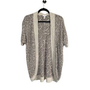 Chicos Sweater Women 8 Tan Cardigan Woven Neutral Beach Coastal Western Boho